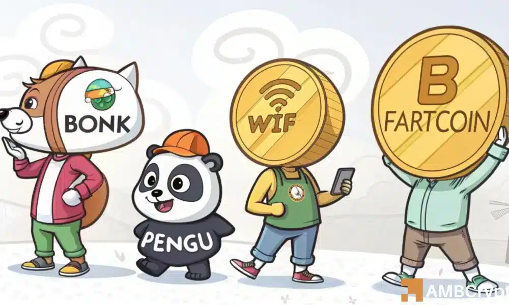 2 News Article Image Memecoins tank as BONK, FARTCOIN, PENGU, and WIF lead losses – Bitcoin to blame?